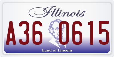 IL license plate A360615