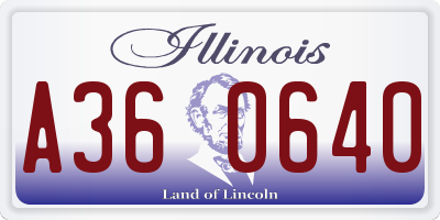 IL license plate A360640