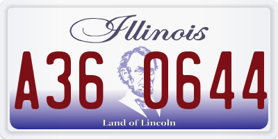 IL license plate A360644