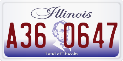 IL license plate A360647