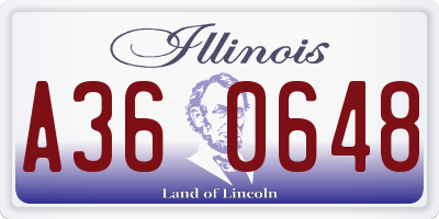 IL license plate A360648