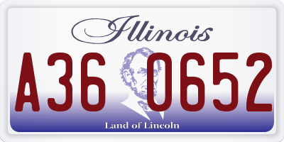 IL license plate A360652