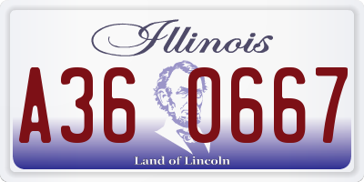 IL license plate A360667