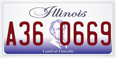IL license plate A360669