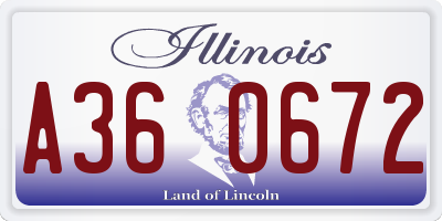 IL license plate A360672