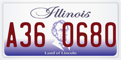 IL license plate A360680