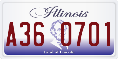IL license plate A360701