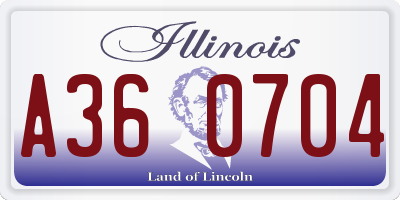 IL license plate A360704