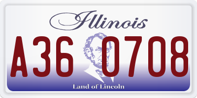 IL license plate A360708