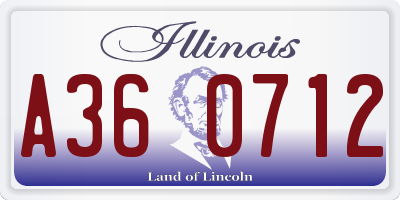 IL license plate A360712