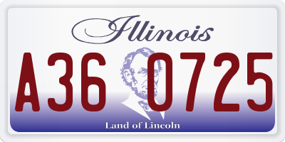 IL license plate A360725