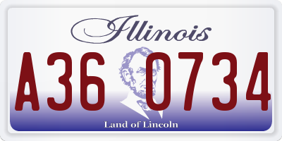 IL license plate A360734
