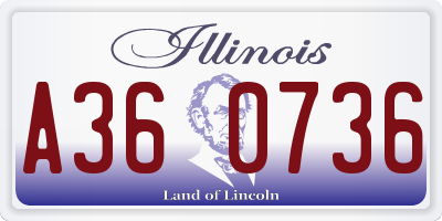 IL license plate A360736