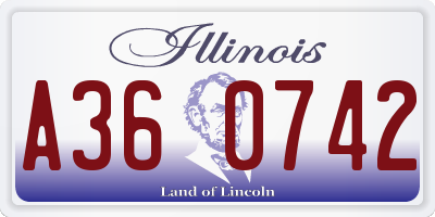 IL license plate A360742