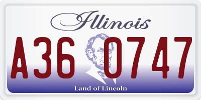 IL license plate A360747