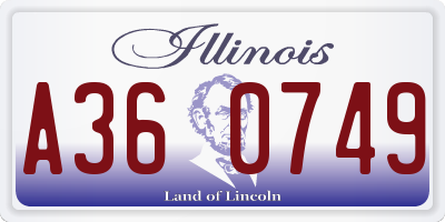 IL license plate A360749