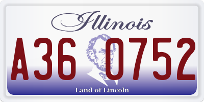 IL license plate A360752