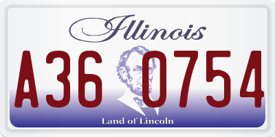 IL license plate A360754