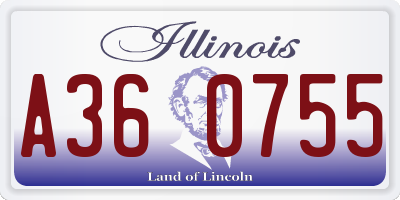 IL license plate A360755