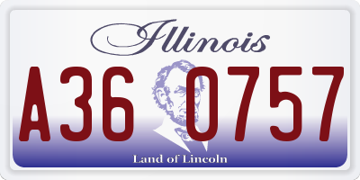 IL license plate A360757