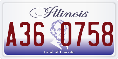 IL license plate A360758