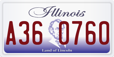 IL license plate A360760