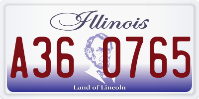 IL license plate A360765