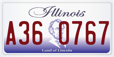 IL license plate A360767