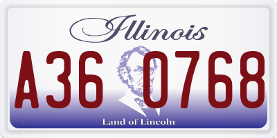 IL license plate A360768