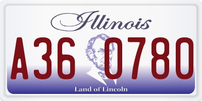 IL license plate A360780