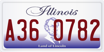 IL license plate A360782