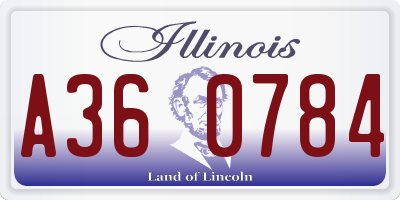 IL license plate A360784