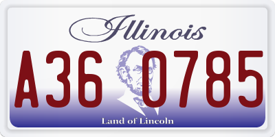 IL license plate A360785
