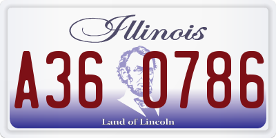 IL license plate A360786