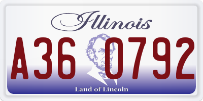 IL license plate A360792
