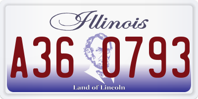 IL license plate A360793