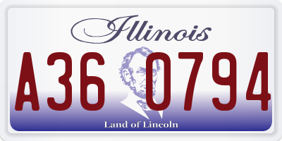IL license plate A360794