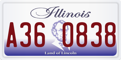 IL license plate A360838