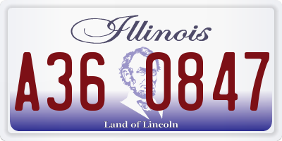 IL license plate A360847