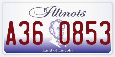 IL license plate A360853