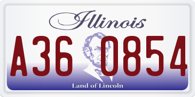 IL license plate A360854