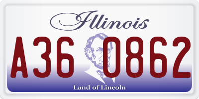 IL license plate A360862