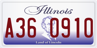 IL license plate A360910