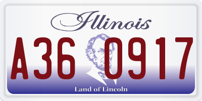 IL license plate A360917