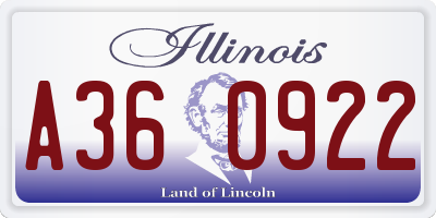 IL license plate A360922