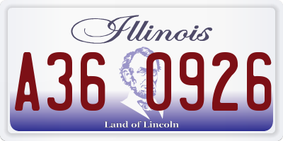 IL license plate A360926
