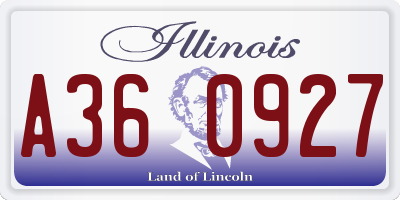 IL license plate A360927