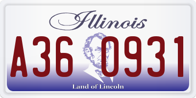 IL license plate A360931