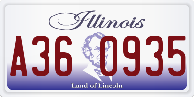 IL license plate A360935