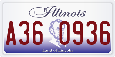 IL license plate A360936